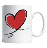 Cana alba personalizata &quot;love and heart&quot; , INOVATIX&reg;. 330ml