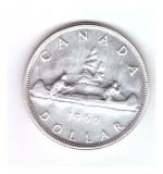 Moneda Canada 1 dollar/dolar 1960, stare foarte buna, curata, America de Nord, Argint