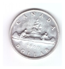 Moneda Canada 1 dollar/dolar 1960, stare foarte buna, curata