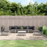 vidaXL Set mobilier gradina 7 piese alb otel perne modulare canapea masa exterior