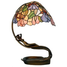 Lampa Art Nouveau Tiffany cu o femeie din metal 5LL-799 foto