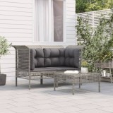 Gossi set mobilier de gradina cu perne, 3 piese, gri, poliratan