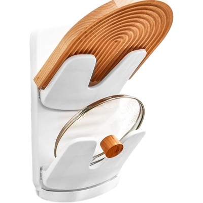 Suport de Bucatarie, Cyrax, pentru Capace/Tocatoare, din Plastic, Colectare Apa Scursa, Montare fara Perfoarare, 33.3 x 20.7 x 3.5 cm, Alb foto