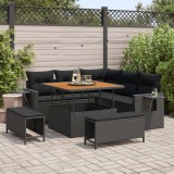 Set de canapele de grădină vidaXL 8 piese cu perne Negru Ratan Poli Acacia