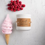 Lumanare parfumata handmade din ceara naturala de soia 100%, aroma Inghetata cu zmeura, Recipient ceramic alb, 150 g