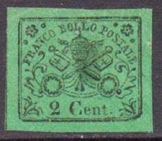 Italy Church State 1867 Coat of arms, 2C, Mi.12, MH AM.231