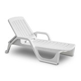 Sezlong de Plaja sau Gradina, reglabil, dimensiune 190 x 46 x 71 cm, material plastic, culoare Alb FAVLine Selection