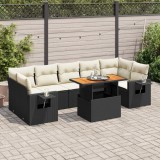 Cumpara ieftin Gossi set mobilier de gradina cu perne, 8 piese, negru, poliratan