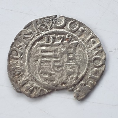 Ungaria 1 denar 1579 kb argint Rudolf ll foto