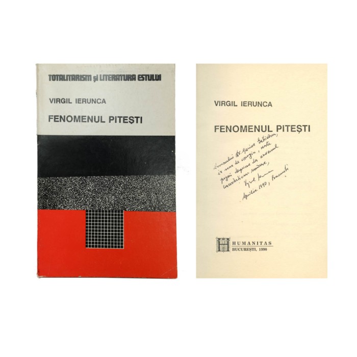 Virgil Ierunca, Fenomenul Pitești, 1990, cu dedicație pentru Marian Gabrielescu