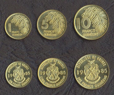 GUINEA SET DE MONEDE 1, 5, 10 Francs 1985 UNC foto