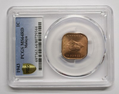 BRITISH MALAYA 1 CENT 1943 MS64RD. foto