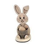 Decoratiune Paste, iepuras cu suport pentru ou, 9x8x18 cm, placaj natur