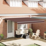 vidaXL Copertina retractabilă automat cu LED-uri, maro, 400x300 cm