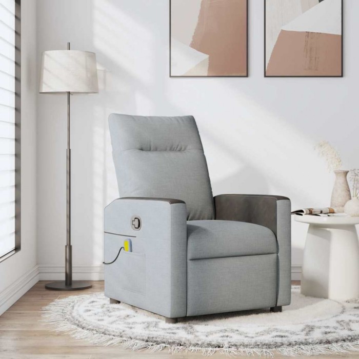 Gossi fotoliu de masaj rabatabil, gri deschis, textil