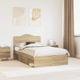 Cumpara ieftin Cadru de pat cu headboard Sonoma 120 x 200 cm Lemn de pin masiv