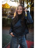 Cumpara ieftin Geaca Dama Neagra Tip Piele Ecologica, Petrecuta, Casual Chic, Marime S-M-L, Talie Unica