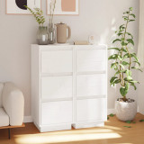 Set 2 Servante Gossi Albe, 32x34x75 cm, Lemn Masiv Pin, Dulapuri Depozitare Living, Comoda Dormitor