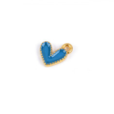 Mini pandantiv decorativ inima 10 x 10 mm, Auriu albastru