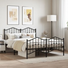 vidaXL Cadru pat metalic cu tăblie de cap/picioare&nbsp;, negru, 140x200 cm 373808