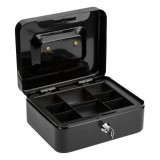 Caseta metalica pentru bancnote si monezi, 20x16x9 cm, negru