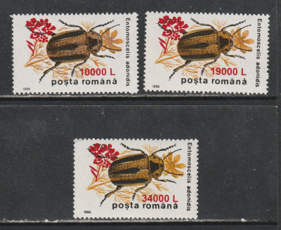 Romania 2000 - #1516 Insecte II 1996 Supratipar &amp;quot;Floare de Mustar&amp;quot; 3v MNH foto
