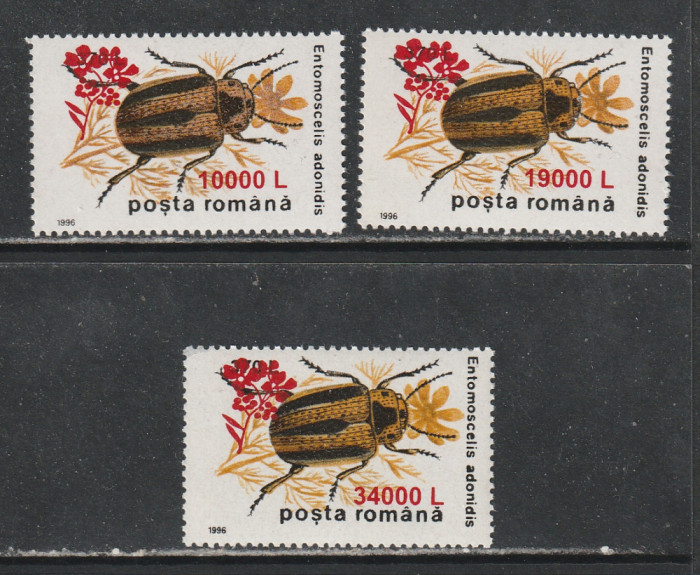 Romania 2000 - #1516 Insecte II 1996 Supratipar &quot;Floare de Mustar&quot; 3v MNH