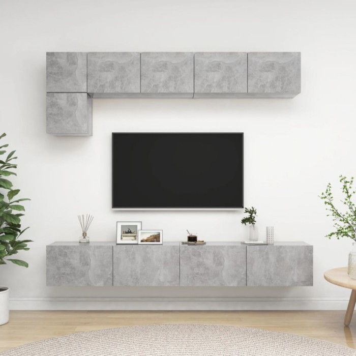 vidaXL Set de dulapuri TV, 5 piese, gri beton, lemn prelucrat