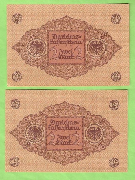 GERMANIA 2 MARK / 1922. CONSECUTIVE. UNC.