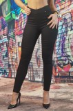 B895-1 Colanti tip blugi cu talie inalta din denim elastic