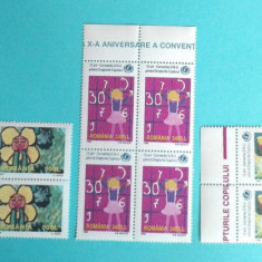 TIMBRE ROMANIA 1999 LP 1497 A-X-a ANIVERSARE CONVENTIA ONU BL.4 VALORI MNH