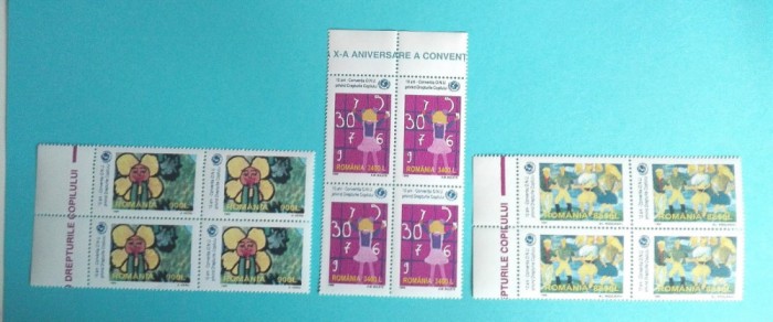TIMBRE ROMANIA 1999 LP 1497 A-X-a ANIVERSARE CONVENTIA ONU BL.4 VALORI MNH