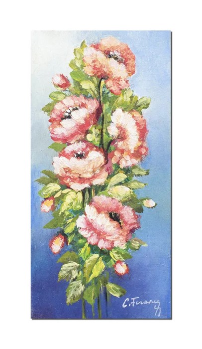 Tablou pictat manual hol, dormitor, living, Frumoasele mele, 40x20cm ulei pe panza, gata de expus pe perete