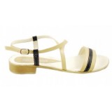 Sandale Dama Piele Naturala GKR Ciucaleti, Platforma Joasa 2cm, Bej/Negru, Marimi 35-40