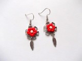 cercei fimo cu flori rosii 45162