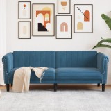 Cumpara ieftin Canapea 3 locuri albastra din catifea, 203x77x74 cm, design modern