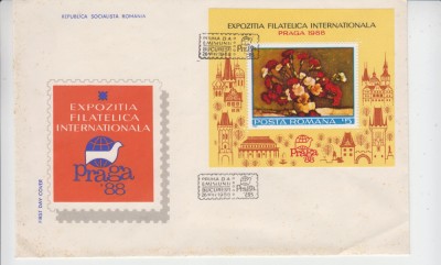 C12 - FDC Romania - Expozitia filatelica Praga 88 - colita - LP1207 - 1988 foto