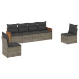 Cumpara ieftin Set mobilier gradina cu perne, 6 piese, gri, poliratan