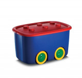 Cutie depozitare cu roti si capac,Plastic,Multicolor, 58x38.5x32 cm, Oem