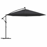 Cumpara ieftin Umbrela in consola de gradina cu LED-uri, negru, 350 cm