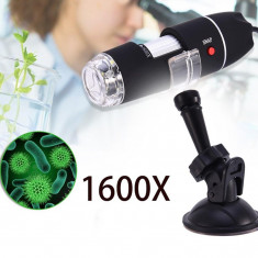 Microscop digital portabil 1600X, USB, foto-video, 8 LED-uri, zoom digital 5X foto