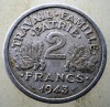 1.132 FRANTA VICHY WWII 2 FRANCS FRANCI 1943, Europa, Aluminiu