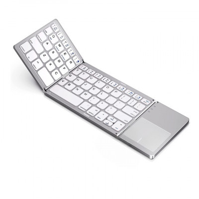 Tastatura pliabila ultra-subtire BRAGUS&amp;reg;, touchpad incorporat cu 2 click-uri, wireless si compatibila cu Android, iOS, Smart TV, argintie foto