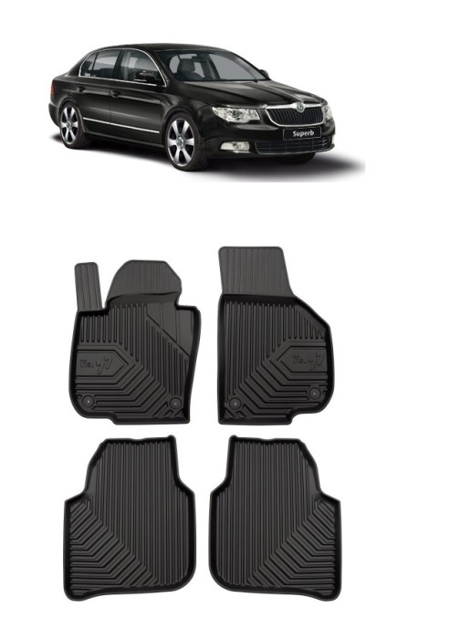Set Covorase Auto din cauciuc Tavita Premium 3D Skoda Superb (2008-2015)