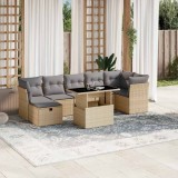 vidaXL Set canapele de grădină, 8 piese, cu perne, bej, poliratan 3274669