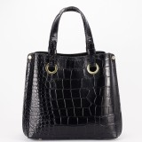 Cumpara ieftin Geanta neagra din piele naturala cu imprimeu de reptila 8916 129