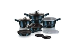 Set oale, cratite si tigai marmorate, 13 piese, din aluminiu forjat, Aquamarine Metallic Line, Berlinger Haus, BH 7031