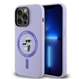 Husa pentru iPhone 14 Pro Max - Karl Lagerfeld Silicone Ring MagSafe (KLHMP14XSCMKCRHU) - Purple Karl&amp;Choupette Heads