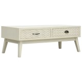 Gossi masa de cafea cu 2 sertare sculptate, gri, 110x50x40 cm, lemn