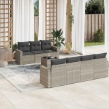 Gossi set mobilier de gradina cu perne, 8 piese gri deschis poliratan